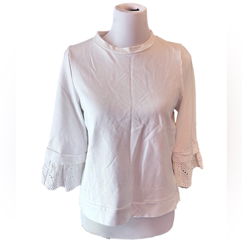 Lili’s Closet White Blouse with Lace Bell Sleeve